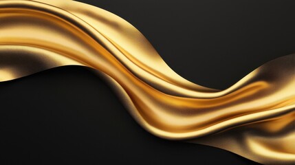 Abstract luxury swirling Gold liquid Gold waves texture A flowing gold fabric on a dark background, showcasing a luxurious and elegant texture, perfect for design and decoration themes.