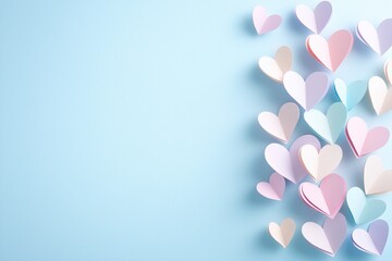 Art studio of spiraling pastel hearts creative paper layers