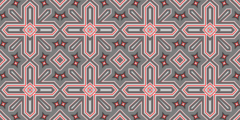 Seamless pattern banner gray and red. Merry Christmas. Happy New Year. Red woven pattern