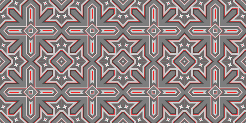 Seamless pattern banner gray and red. Merry Christmas. Happy New Year. Red woven pattern