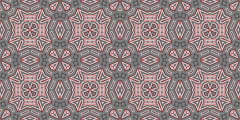 Seamless pattern banner gray and red. Merry Christmas. Happy New Year. Red woven pattern