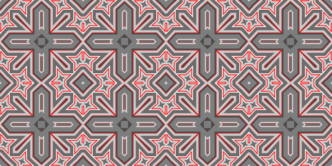 Seamless pattern banner gray and red. Merry Christmas. Happy New Year. Red woven pattern