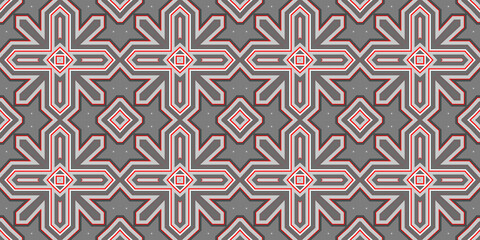 Seamless pattern banner gray and red. Merry Christmas. Happy New Year. Red woven pattern