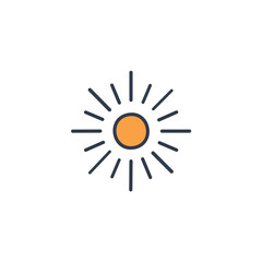 Sunny day icon. Bright sun symbol, evokes warmth, happiness, and summer.  Perfect for weather apps.