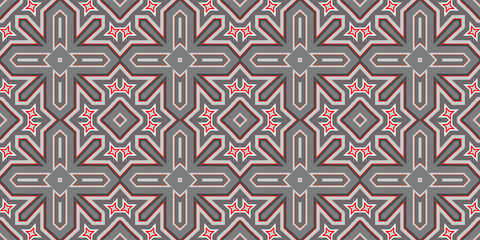 Seamless pattern banner gray and red. Merry Christmas. Happy New Year. Red woven pattern