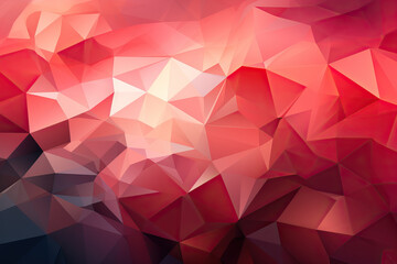 Obraz premium A vibrant abstract background featuring a dynamic composition of interconnected triangles in various shades of red. The geometric pattern creates a visually appealing low-poly effect.