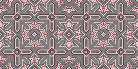 Seamless pattern banner gray and red. Merry Christmas. Happy New Year. Red woven pattern