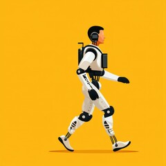 Naklejka premium man and robot body in flat design