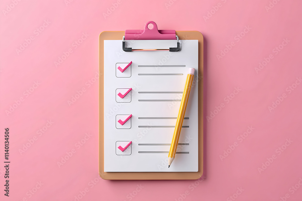 Wall mural 3d paper clipboard task management todo check list with pencil fast work on project plan fast progre