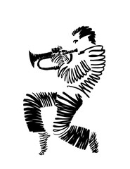 Musician playing jazz on trumpet, freestyle abstract vector illustration