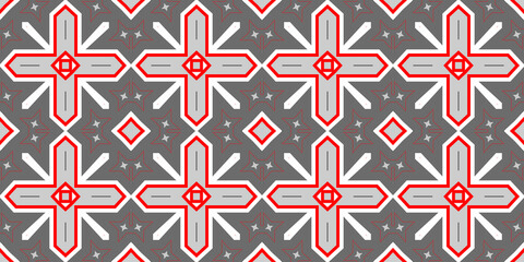 Seamless pattern banner gray and red. Merry Christmas. Happy New Year. Red woven pattern