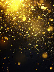A shimmering background of golden particles on a dark surface.