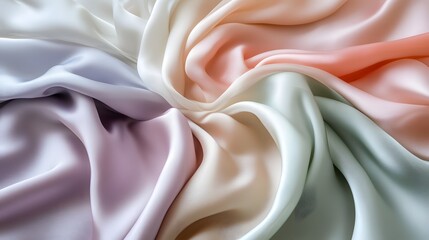 Fototapeta premium Flowing Silk Textures: Gentle Pastel Shifts in a Smooth Design