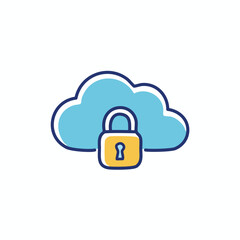 Cloud data security. Secure cloud storage.  Safeguarding digital information.  Privacy protection symbol.