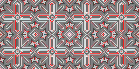 Seamless pattern banner gray and red. Merry Christmas. Happy New Year. Red woven pattern