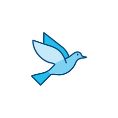 Fototapeta premium Blue dove flying. Peaceful bird in flight, symbolizing hope and serenity. A gentle image of freedom.