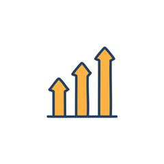 Growth chart arrows upward. Ascending arrows symbolize progress, increase, and achievement.  Illustrates positive growth trajectory.