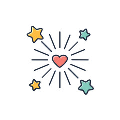 Heartburst happiness. Love shines brightly, radiating joy and happiness.  A symbol of affection and celebration.