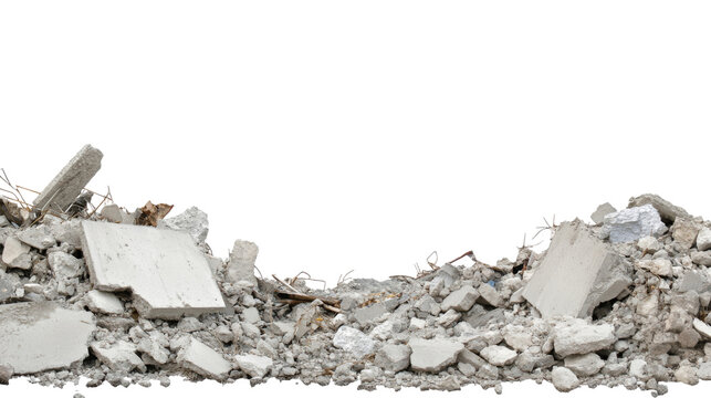 Broken rubble betona, isolated on transparent background