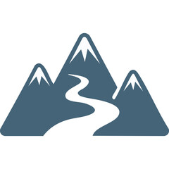 Mountain river path. Winding river flows through majestic mountains.  Symbolizes journey, progress, and overcoming challenges.