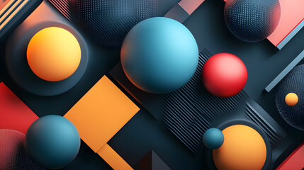 Abstract 3d rendering of geometric shapes. Modern background design with spheres
