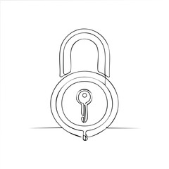 Padlock key security. Simple line art padlock with keyhole, symbolizing protection and privacy.  Minimalist design.
