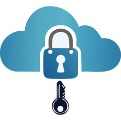 Cloud security access key. Secure cloud data protection.  Safeguarding information with encryption and access control.  Symbolizes digital safety.