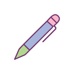 Colorful pen icon. Simple pen design, ideal for writing, drawing, and note-taking.  Symbolizes creativity and ideas.