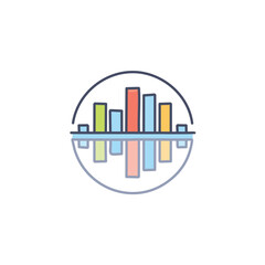 Fototapeta premium Data analysis chart. Colorful bar graph reflecting, symbolizes balance and data visualization. Ideal for reports.