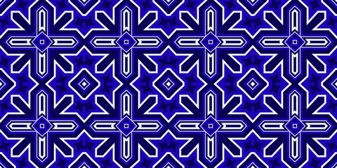 Seamless pattern banner blue and white. Merry Christmas. Happy New Year. Frost and snowflakes pattern