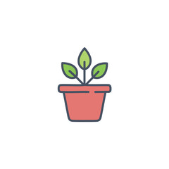 Plant growth in pot. Small plant sprouts, symbolizing growth, nature, and new beginnings.  Perfect for eco themes.