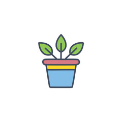 Potted plant icon. Colorful plant pot image symbolizing growth, nature, and new beginnings. Perfect for spring themes.