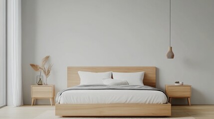 Modern Minimalist Bedroom Design with Neutral Colors and Natural Elements for Tranquil Living Space