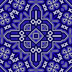 Seamless square pattern blue and white. Frost texture pattern. Merry Christmas. Happy New Year.