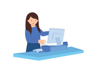 Illustration of Cashier at a checkout desk