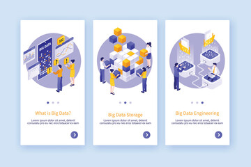 Naklejka premium Big data app design in isometric view