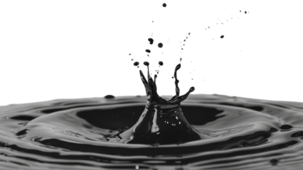 Dazzling splash of dark liquid contrasting against vibrant yellow background creates an intriguing visual experience