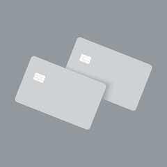 Vector mockup of two realistic debit card in perspective on transparent background.