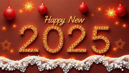 Happy New Year . Design of greeting cards, covers, website banners. Oil paint