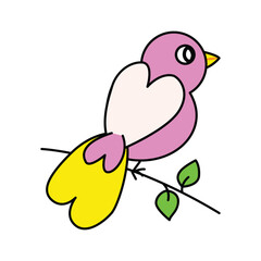 Vector Illustration of Cute pink bird