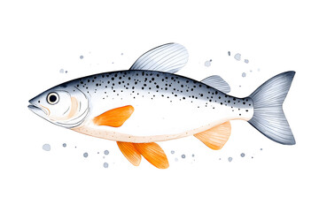 Fish watercolor illustration isolated on white background
