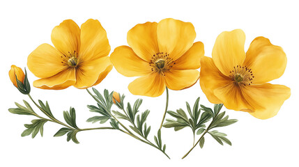 Fototapeta premium Golden Yellow Flowers isolated on a white background