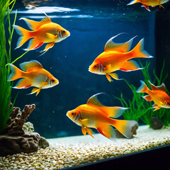 Naklejka premium Haustiere - Schimmernde Goldfische im gepflegten Zuhause