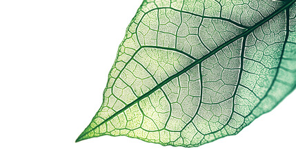 Obraz premium Green Leaf with Detailed Veins isolated on a white background