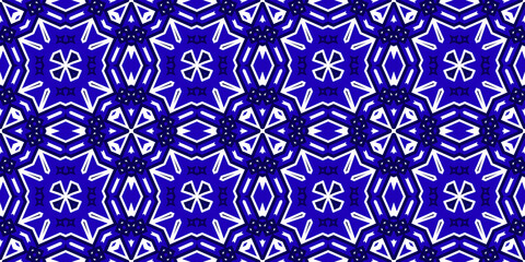 Seamless pattern banner blue and white. Merry Christmas. Happy New Year. Frost and snowflakes pattern