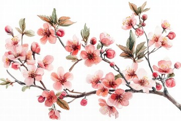 Fototapeta premium Watercolor Painting of Peach Blossoms