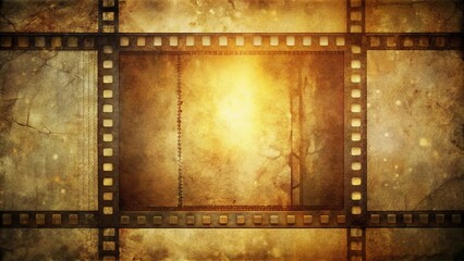 Obraz premium Aged Filmstrip Background with Grunge Texture and Light Flare