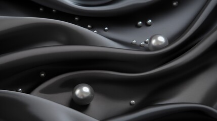 Elegant Close-Up of Black Fabric with Pearls
