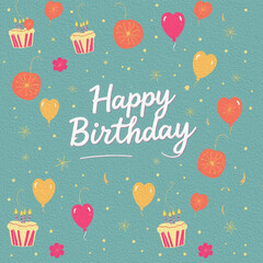 Pattern for birthday cards, covers, wallpaper, decorative paper . Oil painting