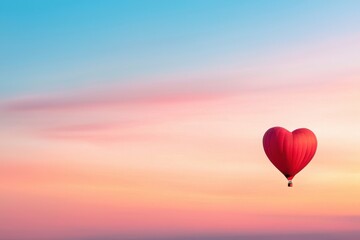 Fototapeta premium Heart-shaped balloon celebration affection under sunset sky
